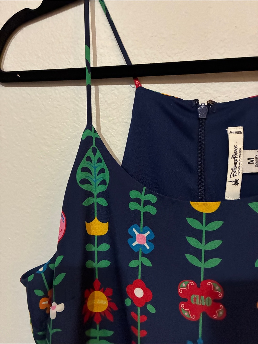 Disney Parks Women’s It’s A Small World Navy Floral Dress Medium - Picture 4 of 10